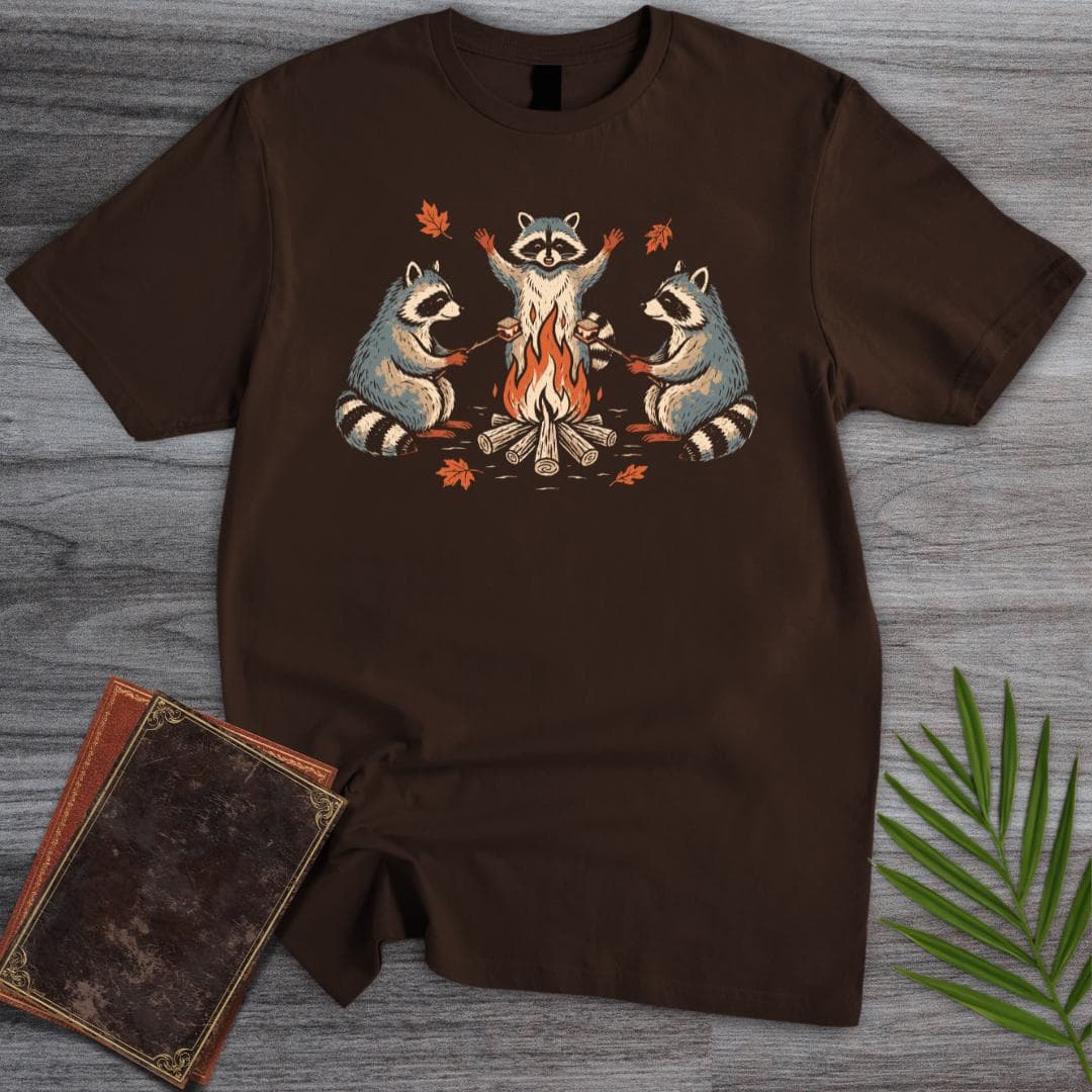 T-Shirt Dark Chocolate / S Fall Camping Raccoons T-Shirt