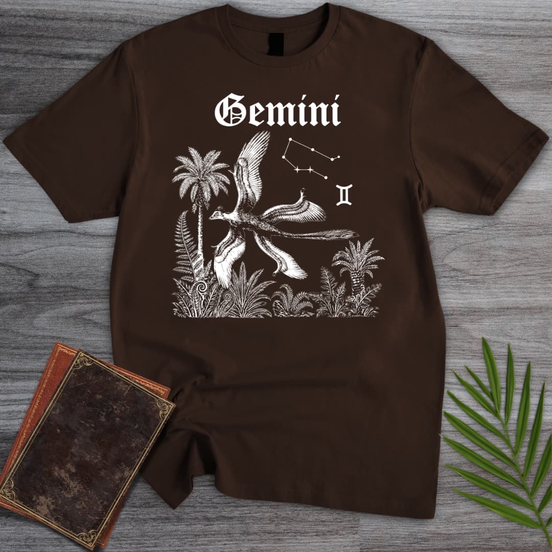 T-Shirt Dark Chocolate / S Horoscope: Gemini Microraptor T-Shirt
