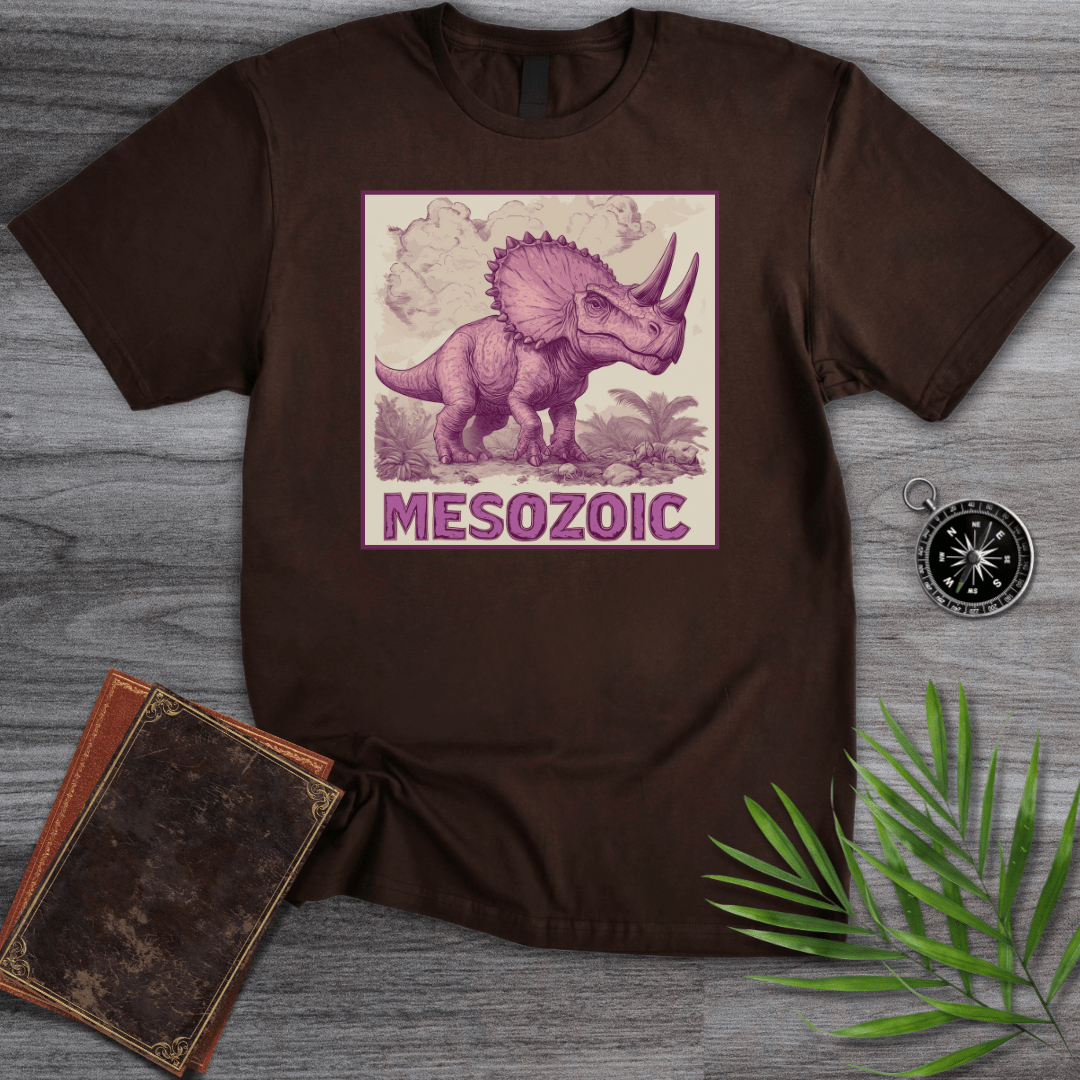 T-Shirt Dark Chocolate / S Mesozoic Triceratops Dinosaur Environment T-Shirt