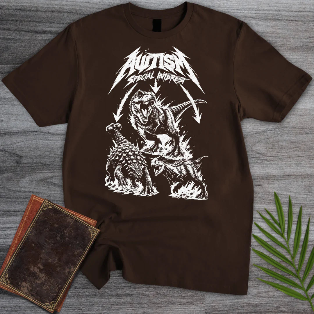 T-Shirt Dark Chocolate / S Metal Autism Dinosaur T-Shirt