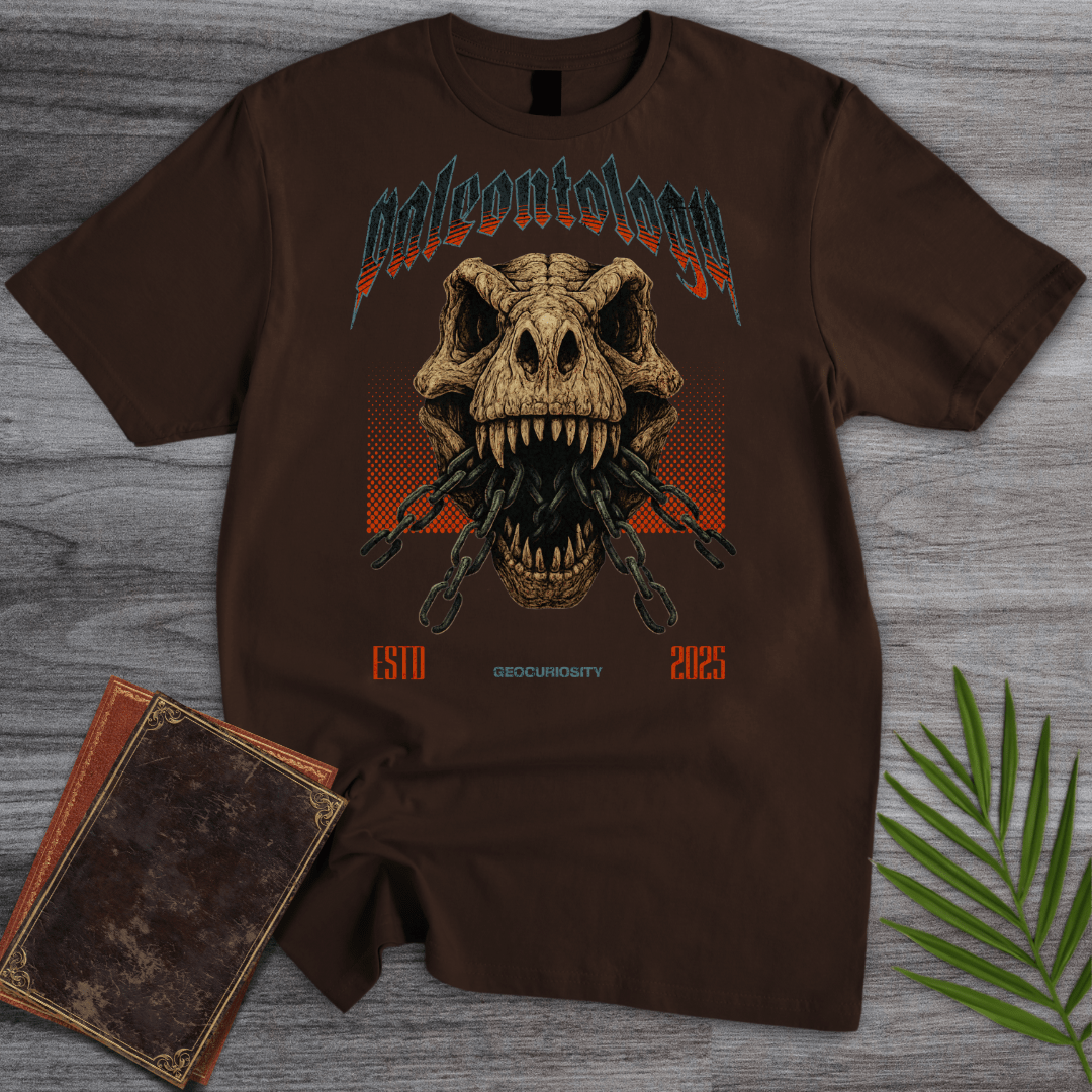 T-Shirt Dark Chocolate / S Metal T-Rex Skull and Chains T-Shirt