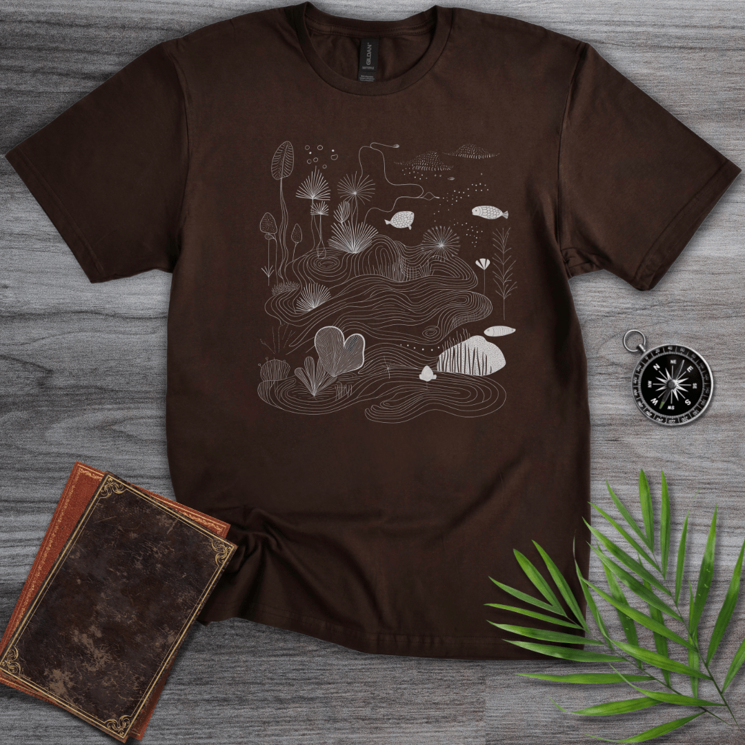 T-Shirt Dark Chocolate / S Minimalist River Line Art T-Shirt