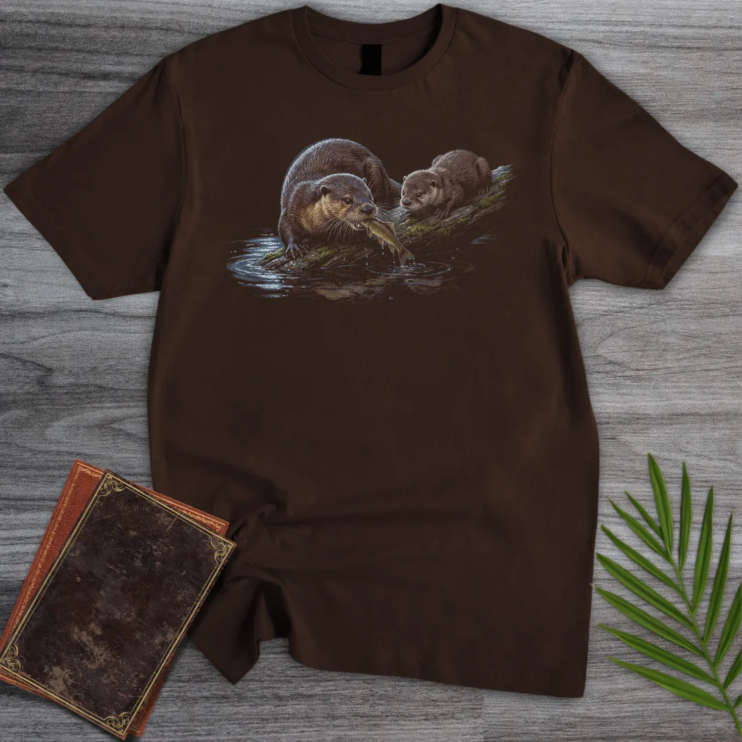 T-Shirt Dark Chocolate / S Moonlit River Otters T-Shirt