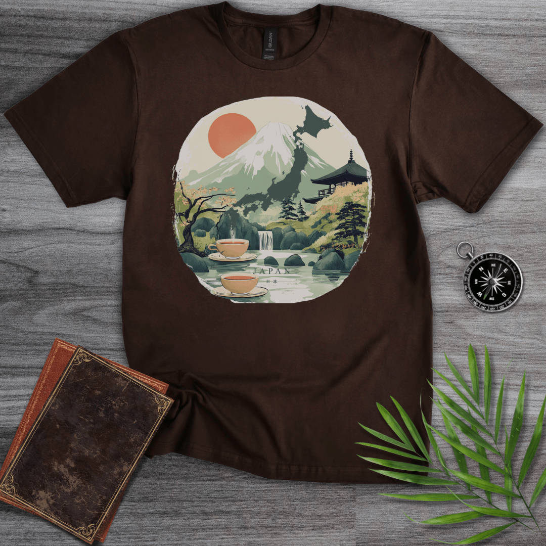 T-Shirt Dark Chocolate / S Mount Fuji Japan Map Graphic T-Shirt