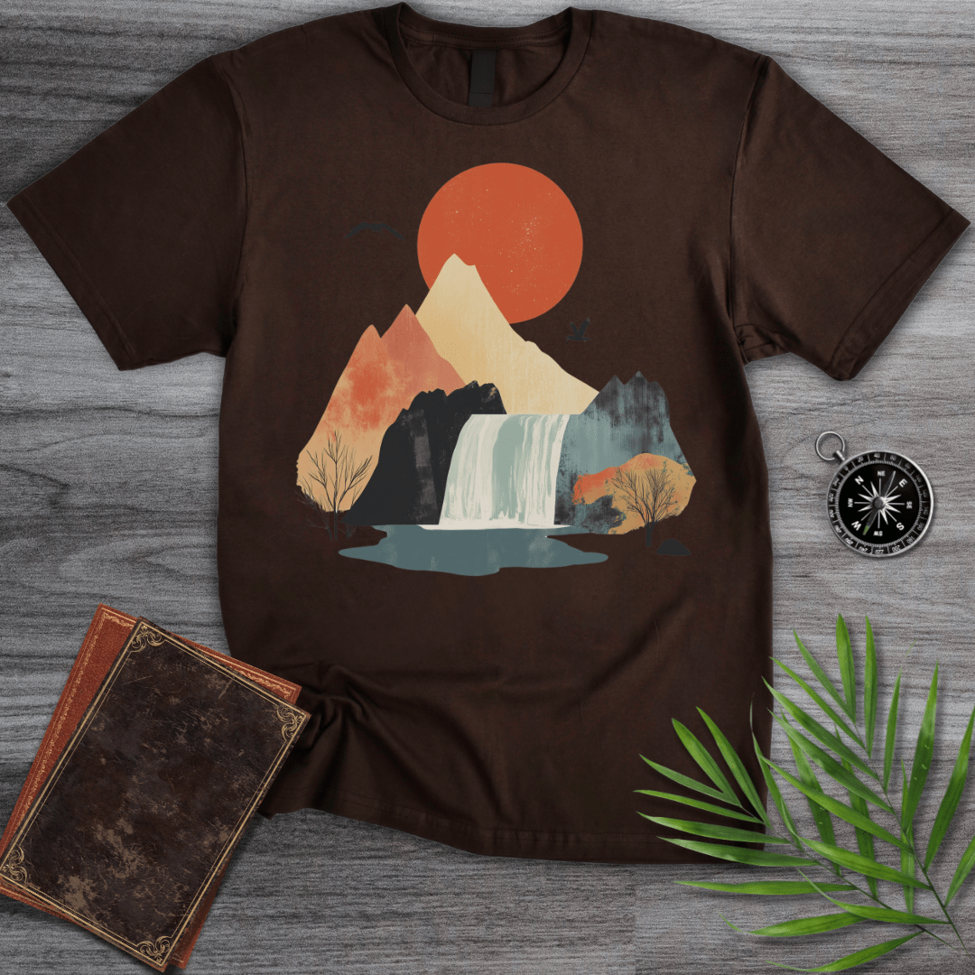 T-Shirt Dark Chocolate / S Mountain Waterfall Serenity T-Shirt