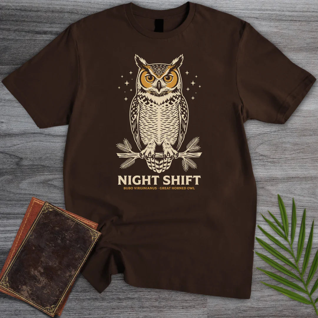 T-Shirt Dark Chocolate / S Night Shift Horned Owl T-Shirt