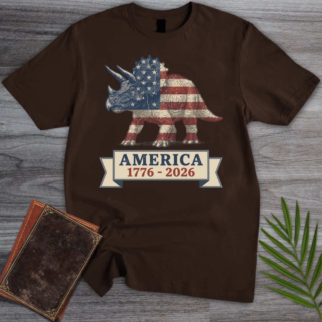 T-Shirt Dark Chocolate / S Patriotic Triceratops Americas 250th T-Shirt