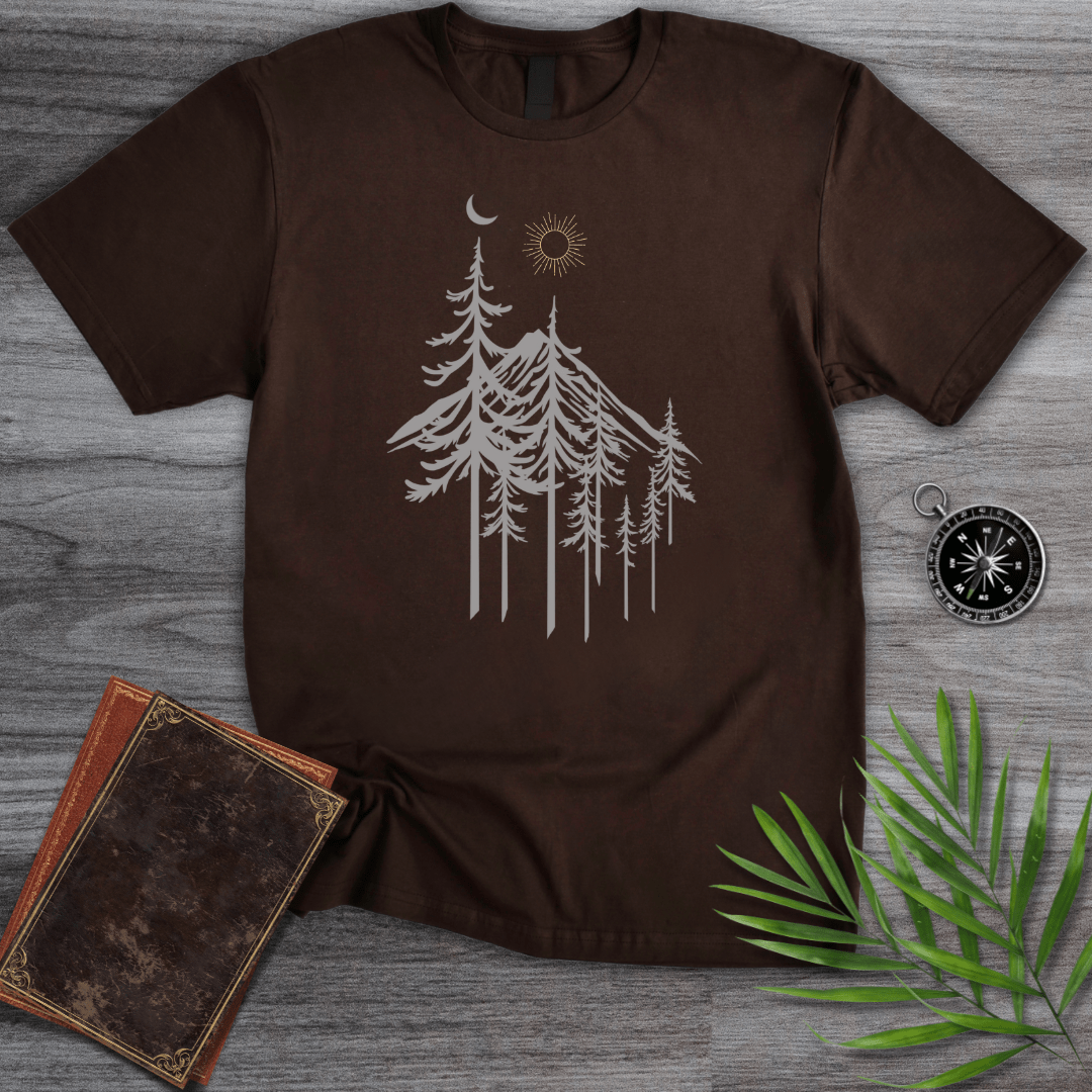 T-Shirt Dark Chocolate / S Pine Forest Sun and Moon T-Shirt
