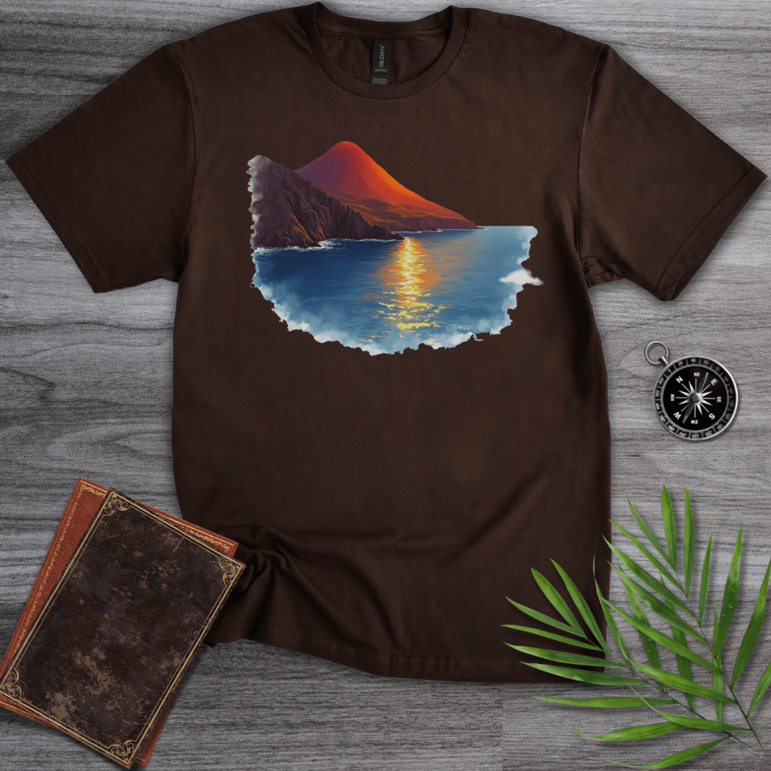 T-Shirt Dark Chocolate / S Prehistoric Ocean & Volcanic Landscape T-Shirt