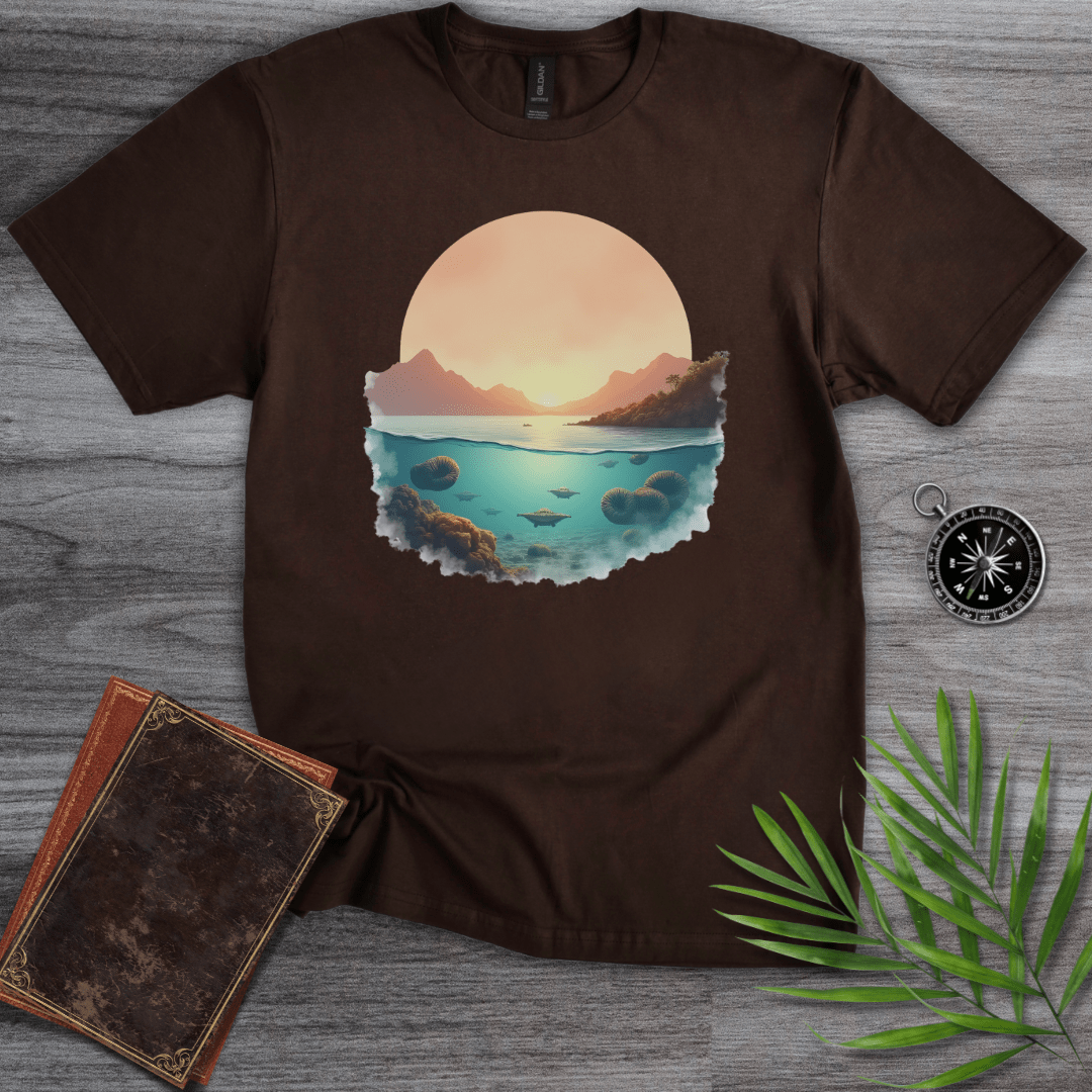 T-Shirt Dark Chocolate / S Prehistoric Oceanic Landscape T-Shirt