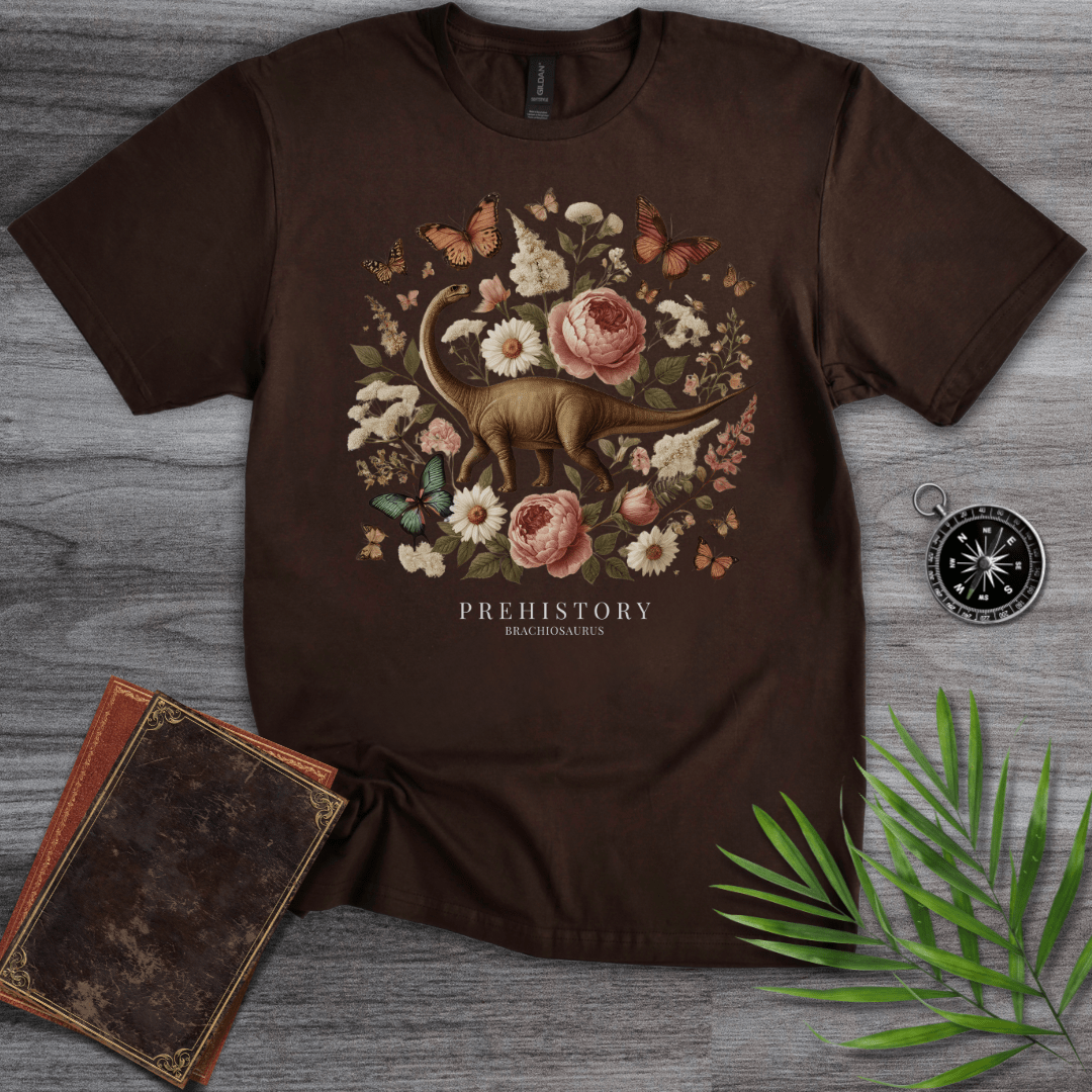 T-Shirt Dark Chocolate / S Prehistory Brachiosaurus Flower & Nature T-Shirt