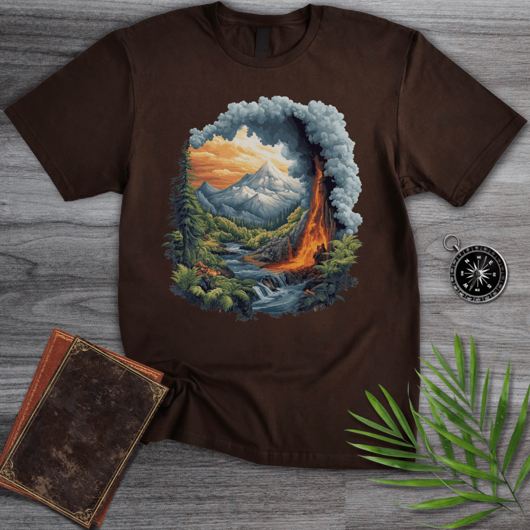 T-Shirt Dark Chocolate / S Primordial Volcano Mountain Valley T-Shirt