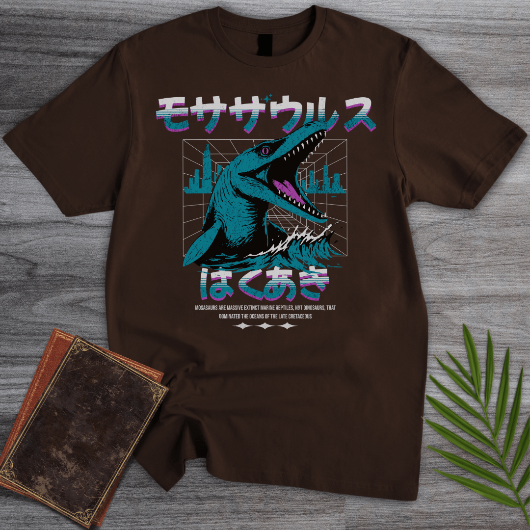 T-Shirt Dark Chocolate / S Retro Wave 90's Mosasaurus T-Shirt