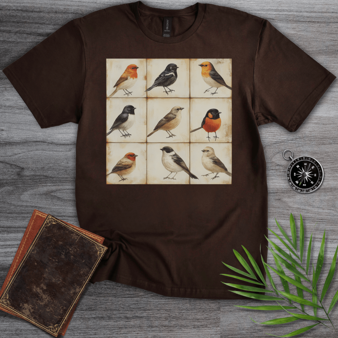 T-Shirt Dark Chocolate / S Simple Bird Species Grid T-Shirt