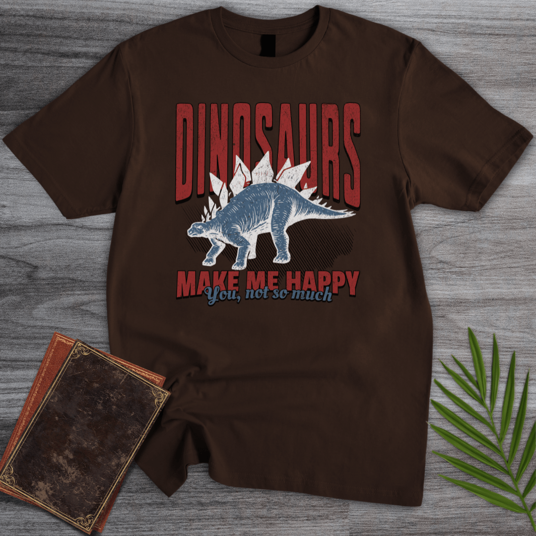 T-Shirt Dark Chocolate / S Vintage Dinosaurs Make Me Happy T-Shirt