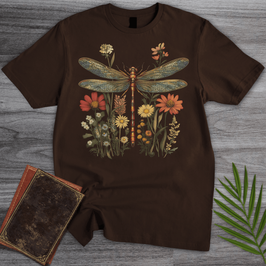 T-Shirt Dark Chocolate / S Vintage Dragonfly Cottagecore T-shirt