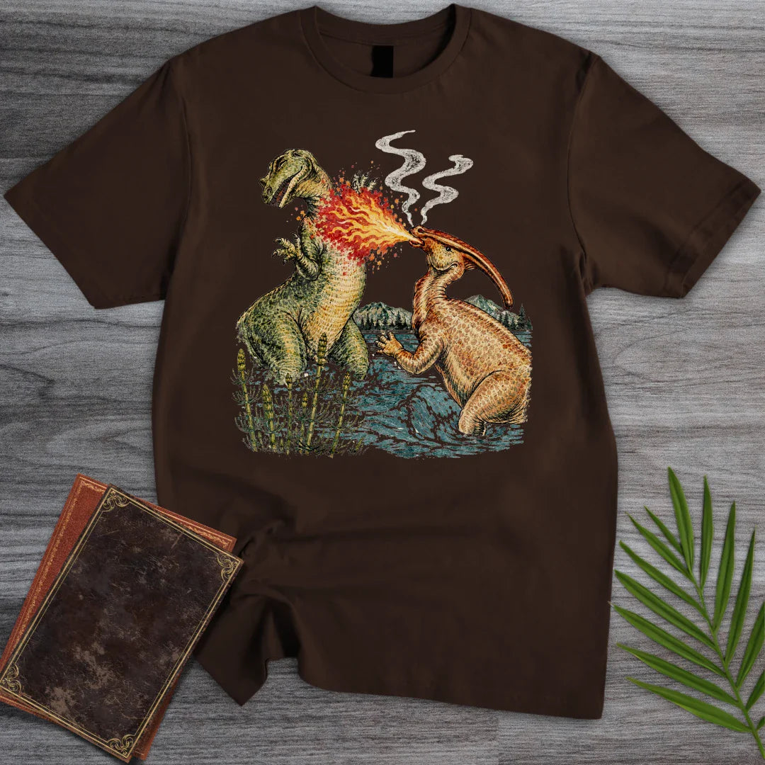 T-Shirt Dark Chocolate / S Vintage Fire Breathing Dino T-Shirt