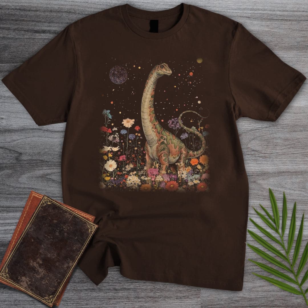 T-Shirt Dark Chocolate / S Vintage Floral Diplodocus T-Shirt