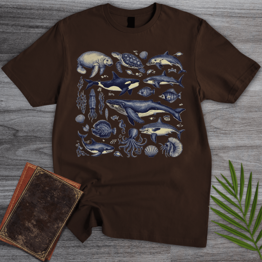 T-Shirt Dark Chocolate / S Vintage Marine Life T-Shirt