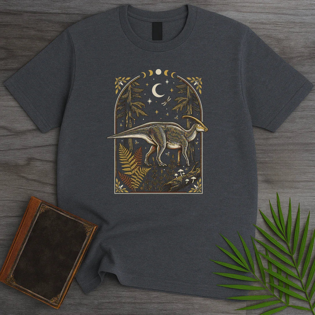 T-Shirt Dark Heather / M Moon Tarot Parasaurolophus T-Shirt