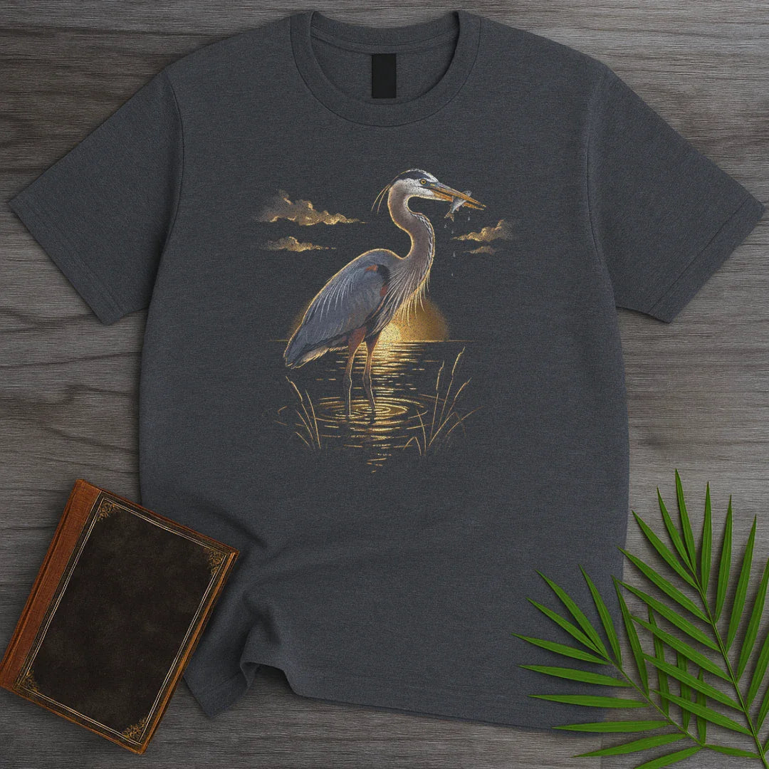 T-Shirt Dark Heather / M Sunrise Catch Heron T-Shirt