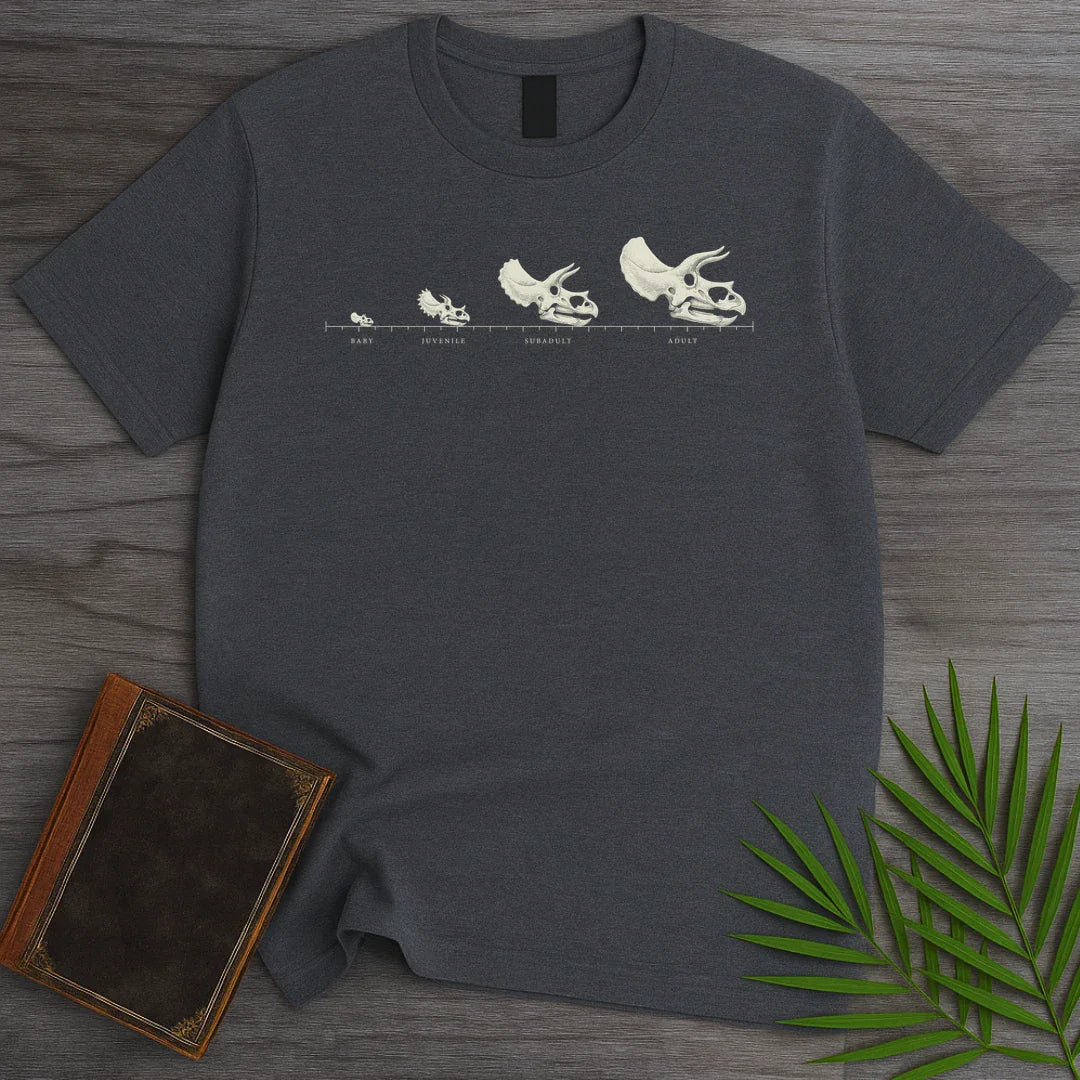 T-Shirt Dark Heather / M Triceratops Growth Chart T-Shirt