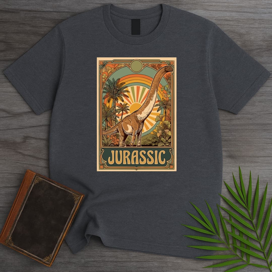 T-Shirt Dark Heather / S 70s Vintage Jurassic Sauroposeidon T-Shirt