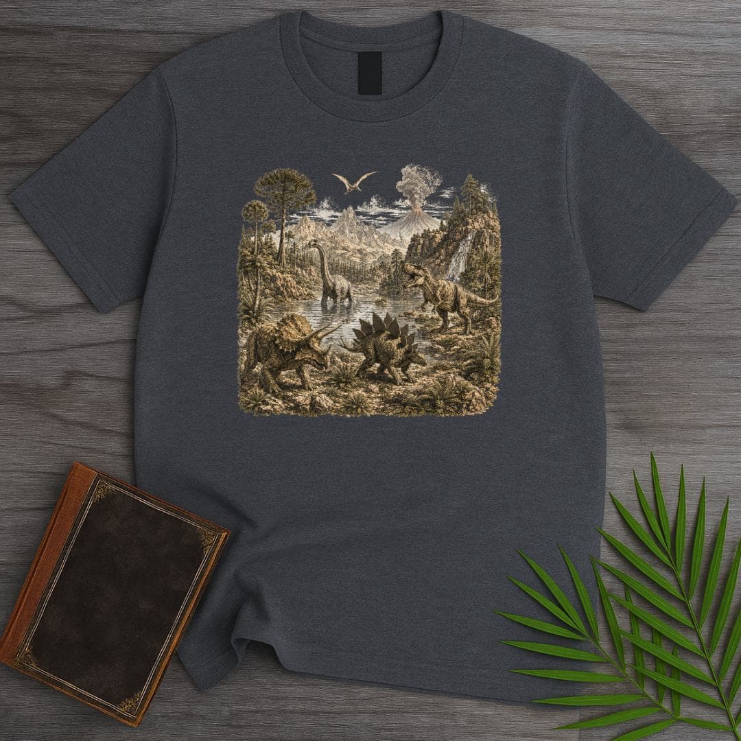 T-Shirt Dark Heather / S 80's Dinosaur Textbook T-Shirt