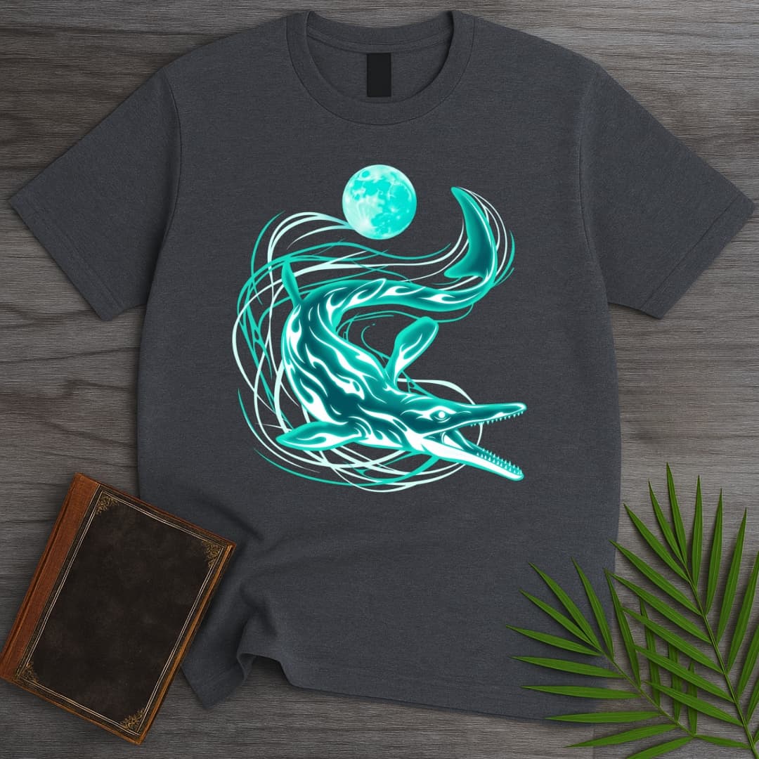 T-Shirt Dark Heather / S A Blue Mosasaurus Moon T-Shirt