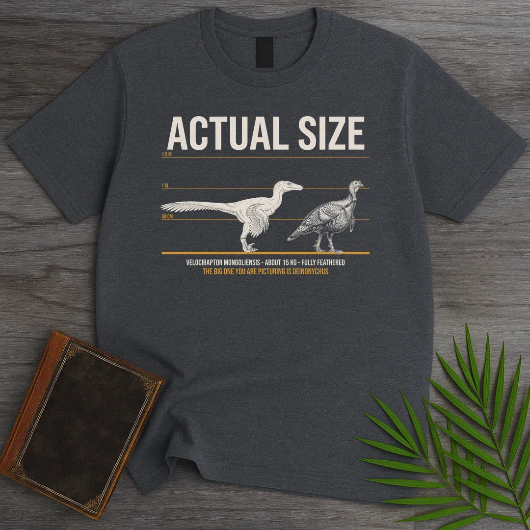 T-Shirt Dark Heather / S Actual Size Velociraptor T-Shirt