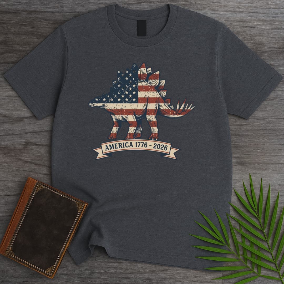T-Shirt Dark Heather / S Americas 250th Heritage Plate Stegosaurus T-Shirt