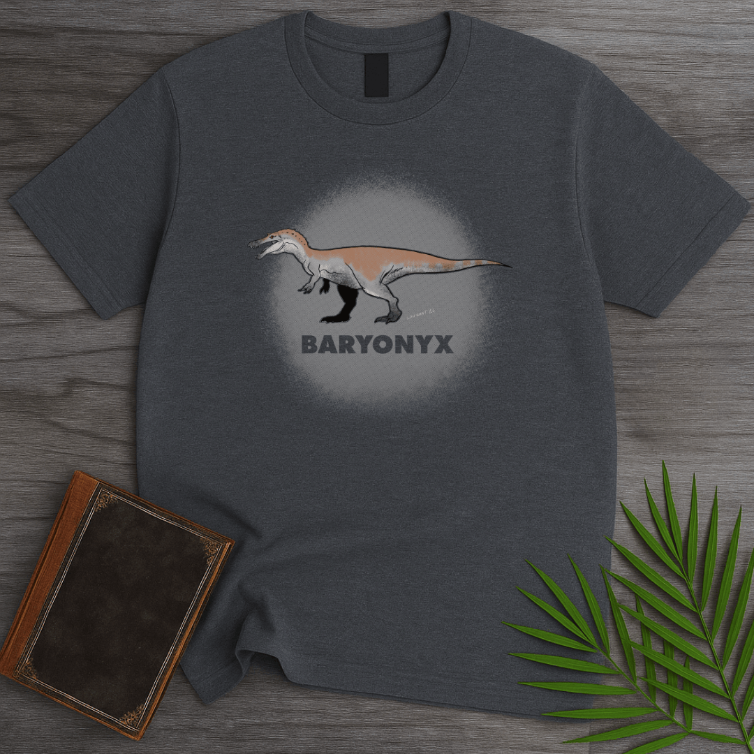 T-Shirt Dark Heather / S Baryonyx River Hunter T-Shirt (palaeoden_art)