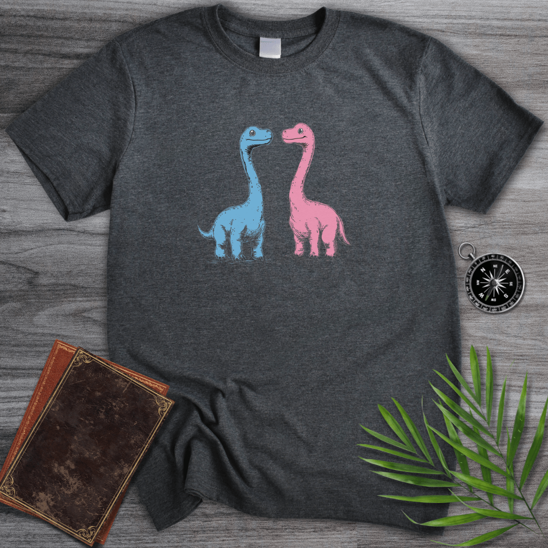 T-Shirt Dark Heather / S Blue & Pink Long Neck Dinosaur T-Shirt