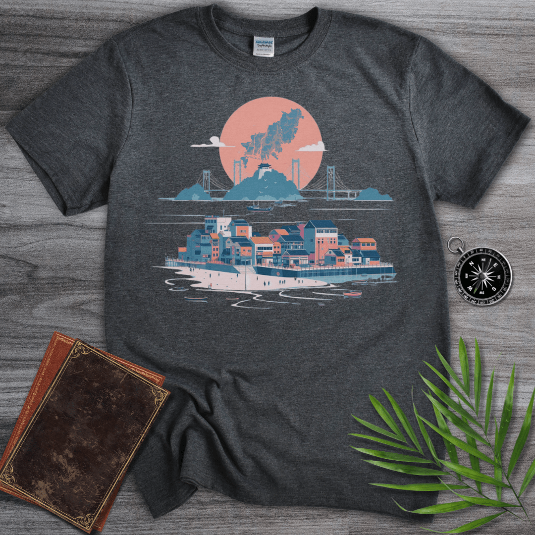 T-Shirt Dark Heather / S Busan, South Korea Moon Map Graphic T-Shirt