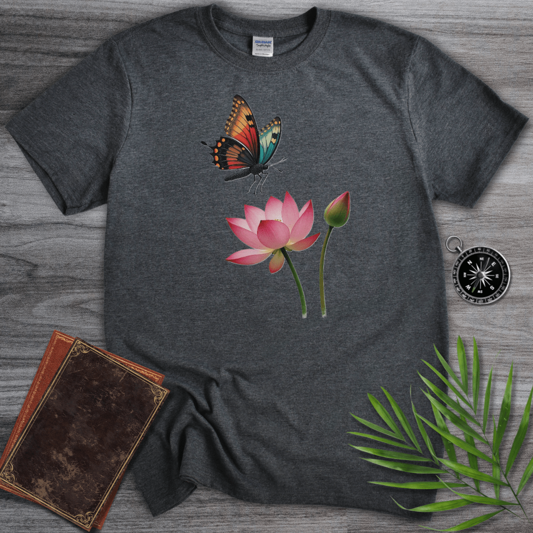 T-Shirt Dark Heather / S Butterfly Blooms T-Shirt