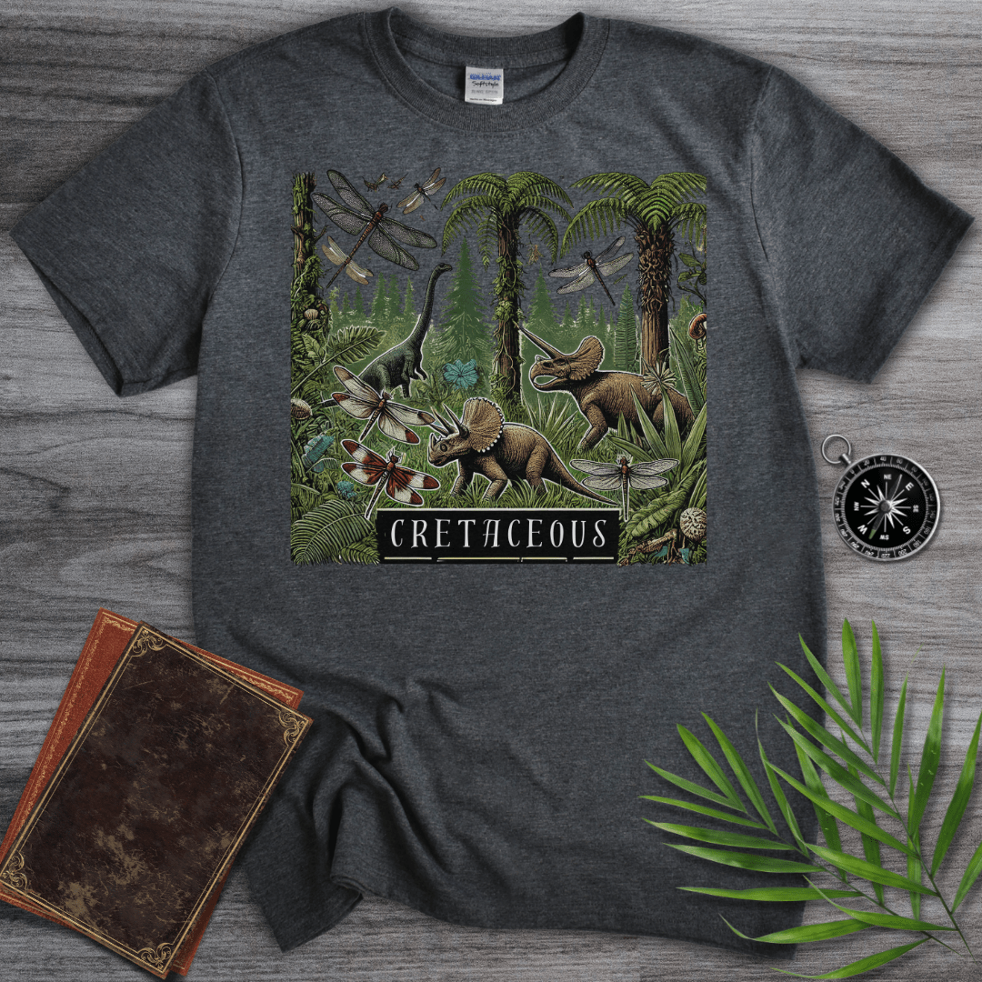 T-Shirt Dark Heather / S Cretaceous Environmental: Triceratops and Bugs T-Shirt