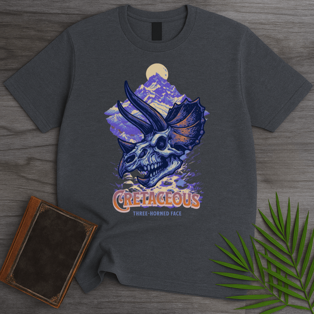 T-Shirt Dark Heather / S Cretaceous Three-Horned Skull T-Shirt