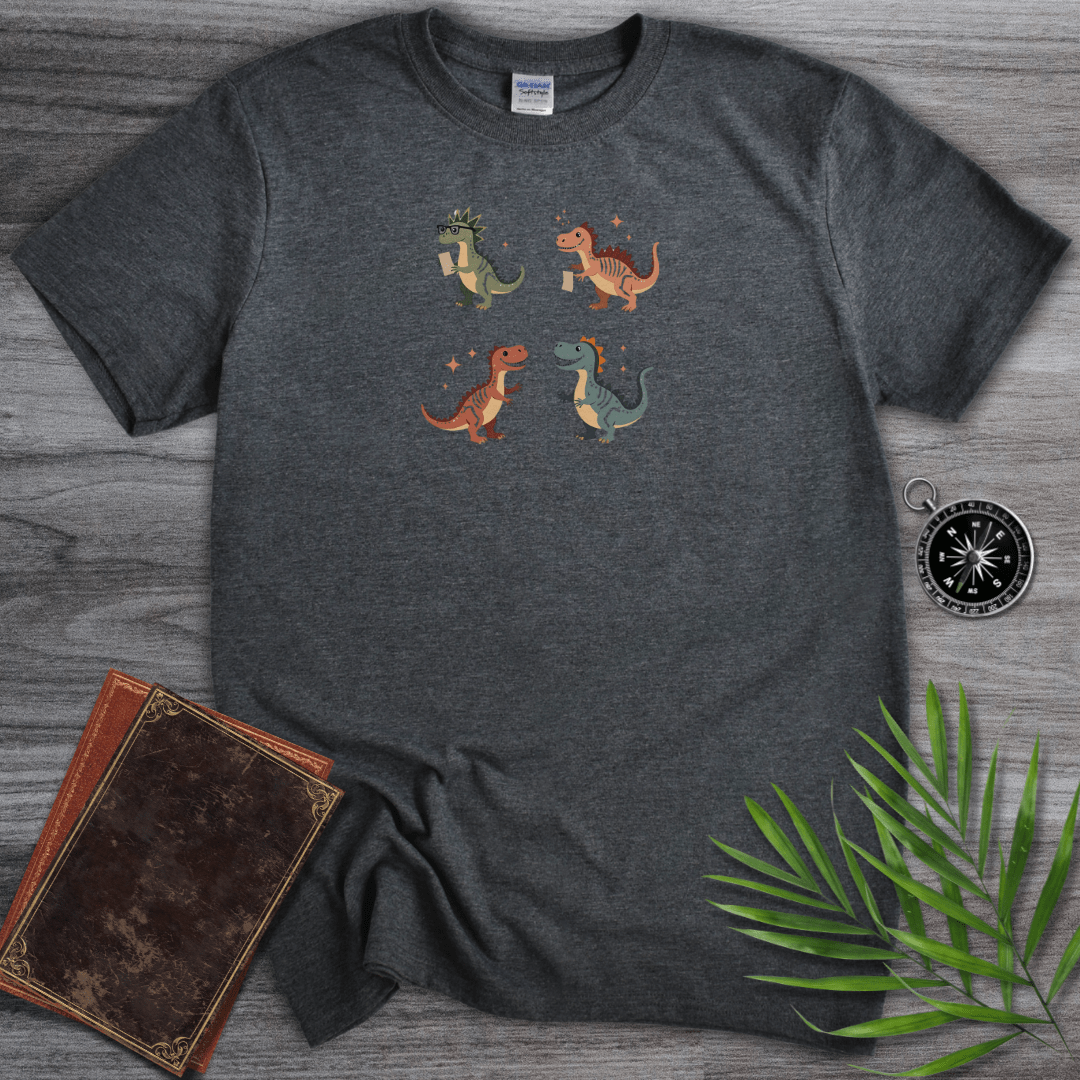 T-Shirt Dark Heather / S Cute Dinosaur Scholars, Thinkers and Dreamers T-Shirt