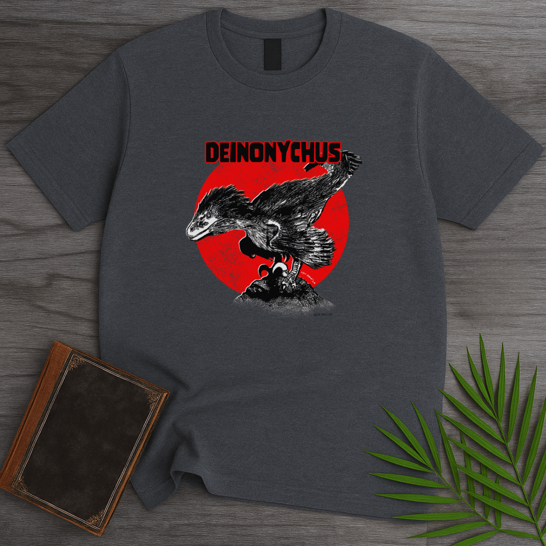 T-Shirt Dark Heather / S Deinonychus Swift Raptor T-Shirt (palaeoden_art)