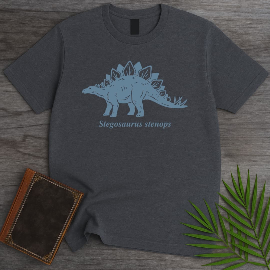 T-Shirt Dark Heather / S Dusty Blue Stegosaurus T-Shirt