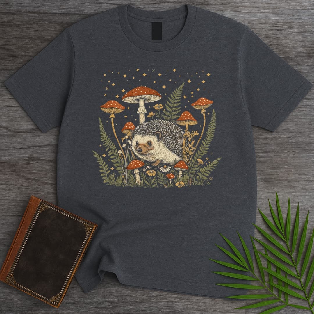 T-Shirt Dark Heather / S Enchanted Fern Hedgehog T-Shirt