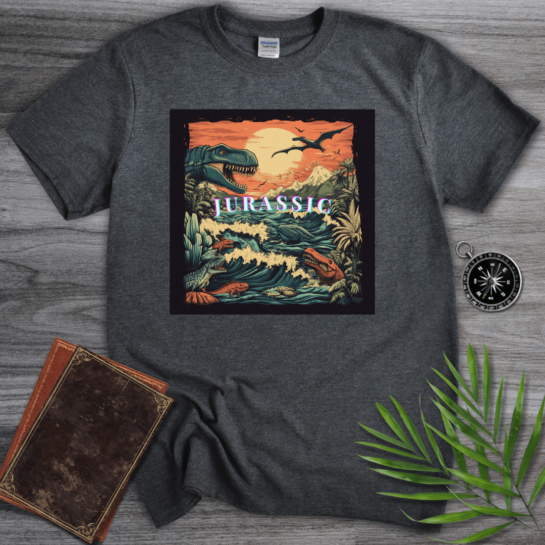 T-Shirt Dark Heather / S Epic Jurassic Dino Landscape T-Shirt