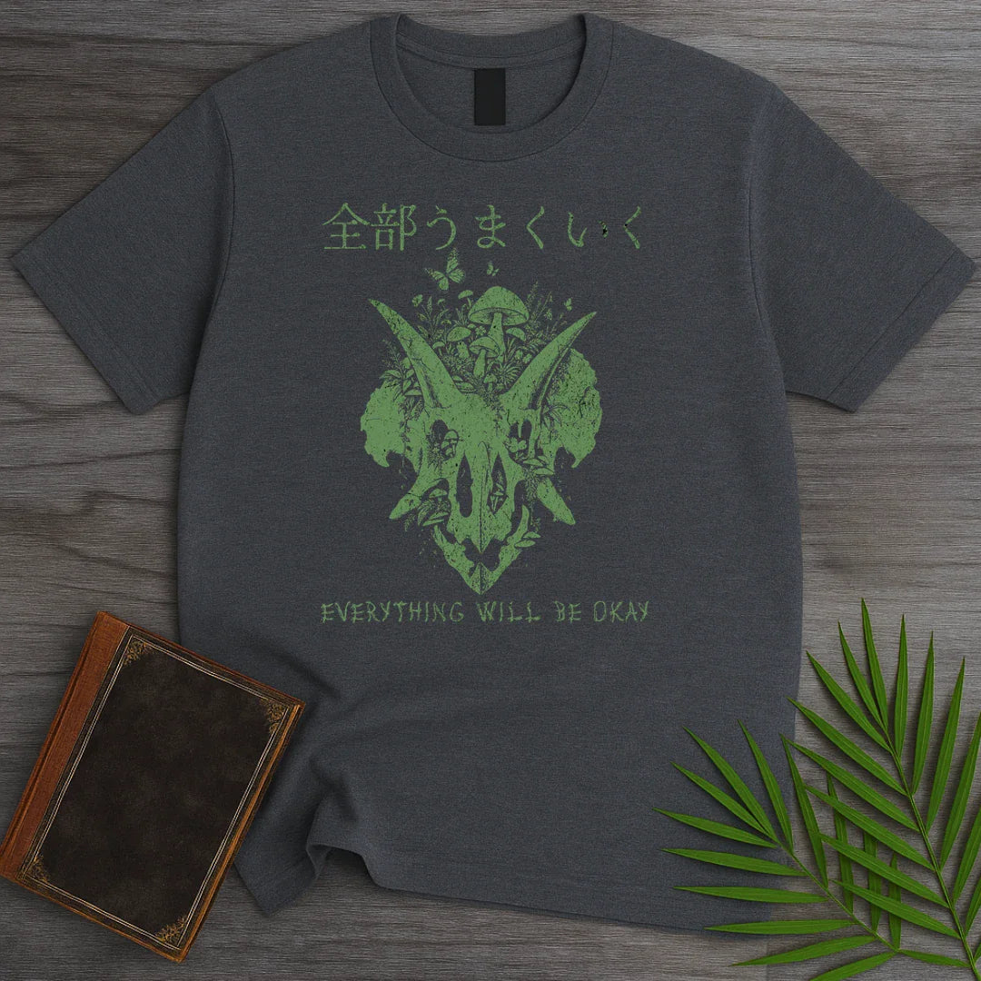 T-Shirt Dark Heather / S Everything Will Be Okay Triceratops T-Shirt