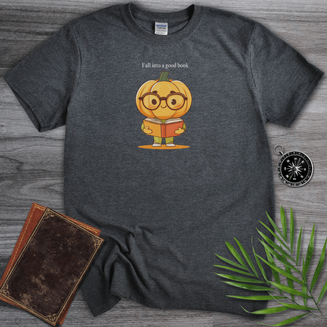 T-Shirt Dark Heather / S Fall Into a Good Book, Graphic T-Shirt