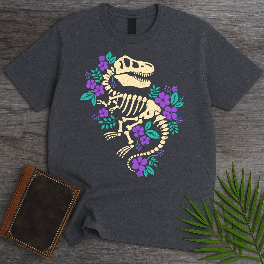 T-Shirt Dark Heather / S Floral T.rex Fossil T-Shirt
