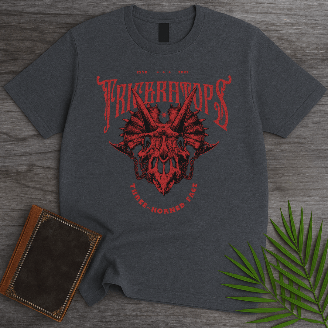 T-Shirt Dark Heather / S Gothic Three-Horned Face T-Shirt