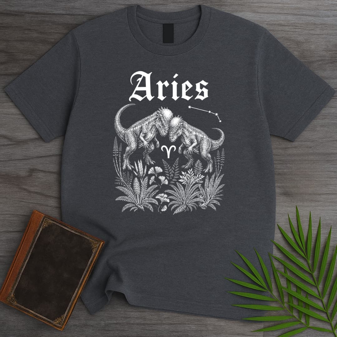 T-Shirt Dark Heather / S Horoscope: Aries Pachycephalosaurus T-Shirt