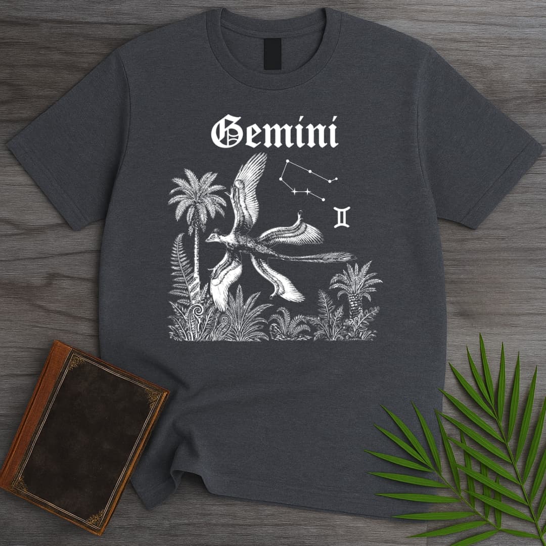 T-Shirt Dark Heather / S Horoscope: Gemini Microraptor T-Shirt