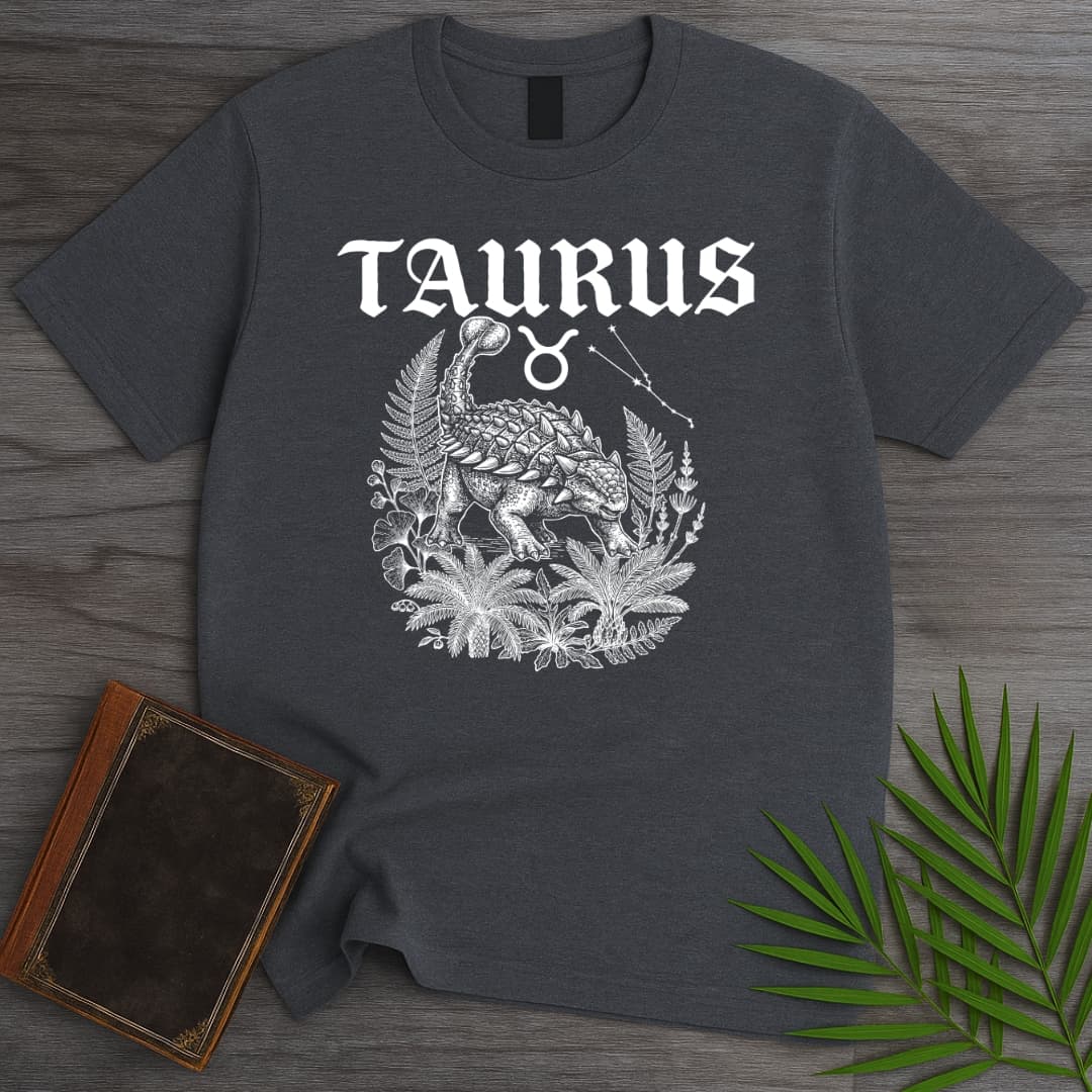 T-Shirt Dark Heather / S Horoscope Taurus Ankylosaurus T-Shirt