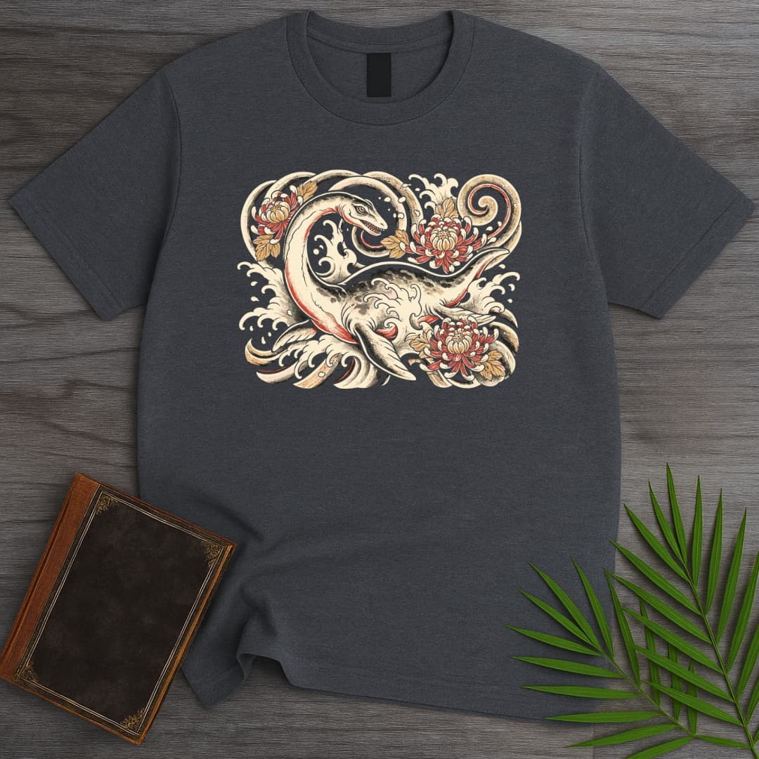 T-Shirt Dark Heather / S Japanese Irezumi Plesiosaur T-Shirt